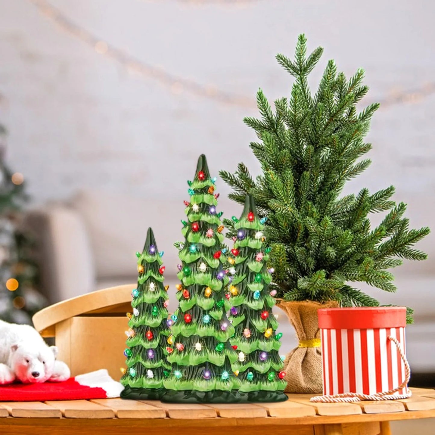 Christmas Tree Desktop Ornament Resin Decorative Home For Living Room Holiday Tabletop Display Festive Centerpiece