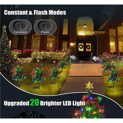 Solar  Outdoor Christmas Trees Christmas Decorations LED Red Fruit And Bow Garden Lawn Landscape Festive Christmas Decor