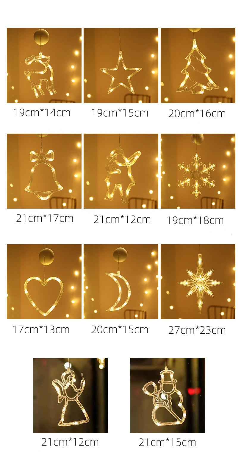 Christmas Ornaments Hanging LED Lights Bedroom Decoration Christmas Decorations Home Window Glass Decoration Warm Battery