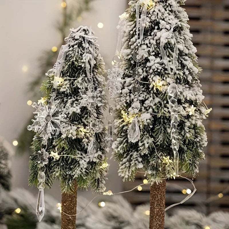 3/5/18pcs Crystal Christmas Tree Ornaments - New Year, Winter Party Decorations, Festive Tree Decorations, Best for Christmas