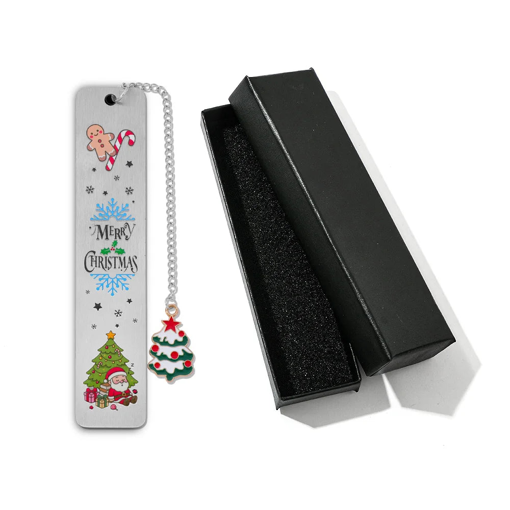The best choice for Christmas reading gifts is stainless steel metal bookmarks, black high-end gift box packaging.