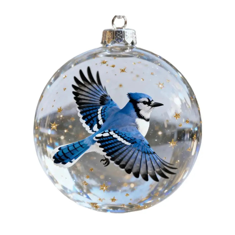 Christmas Clear Ball Ornaments Natures Birds Crystals Glass Set Hanging For Decor Set Xmas Tree Holiday Party Home Decoration