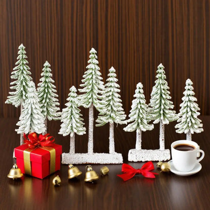 Christmas Tree Decoration Mini Christmas Tree Artificial Bottle Brush Trees with Snow Frost Flocked Pine for Winter Table Decor