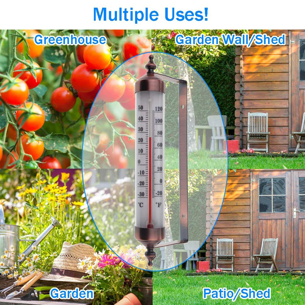 Outdoor Thermometer Garden Patio Outside Wall Greenhouse Sun Terrace Bronze Effect Outside Wall Thermometer Outdoor Thermometers
