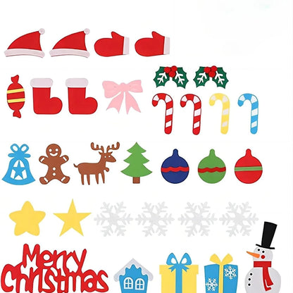 Felt Christmas Tree with Ornaments DIY Cristmas Ornament Navidad Gifts Santa Claus New Year Door Wall Hanging Decorations