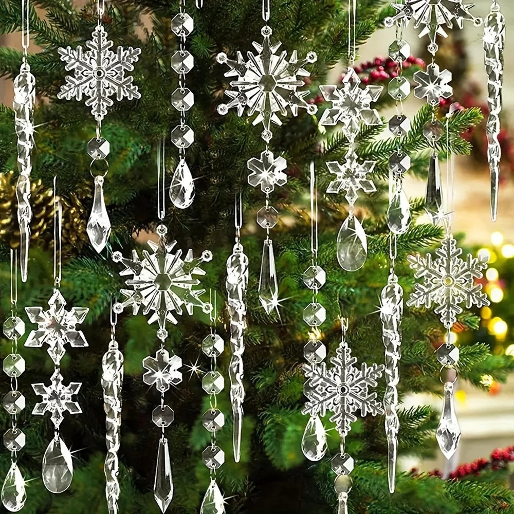 3/5/18pcs Crystal Christmas Tree Ornaments - New Year, Winter Party Decorations, Festive Tree Decorations, Best for Christmas