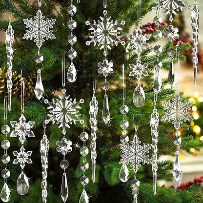 3/5/18pcs Crystal Christmas Tree Ornaments - New Year, Winter Party Decorations, Festive Tree Decorations, Best for Christmas