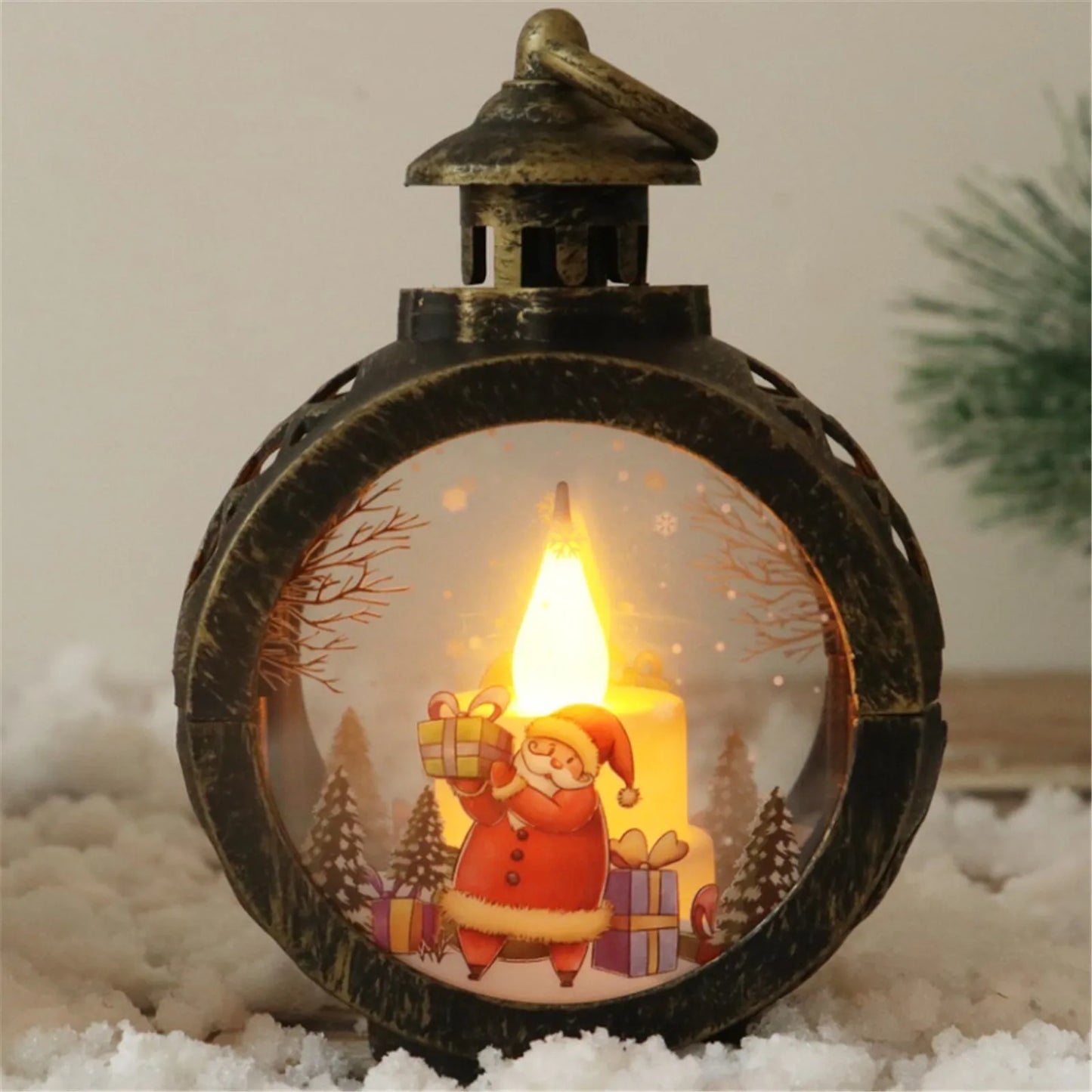 Christmas LED Candle Light Round Hanging Lantern Festive Holiday Ornament Figurine Indoor Home Christmas Party Decoration