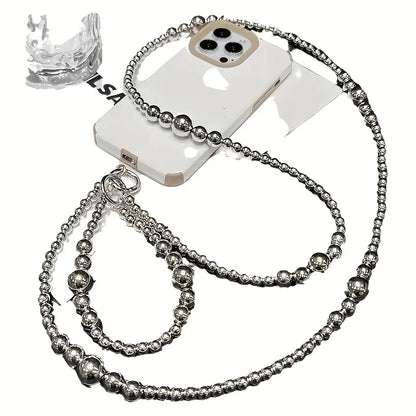 Holiday party gifts for friends and family, long silver bead hanging rope, phone case, bag, pendant
