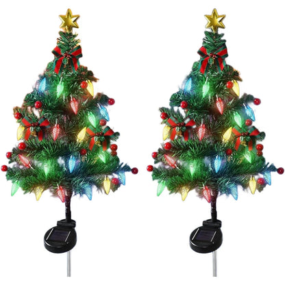 Solar  Outdoor Christmas Trees Christmas Decorations LED Red Fruit And Bow Garden Lawn Landscape Festive Christmas Decor
