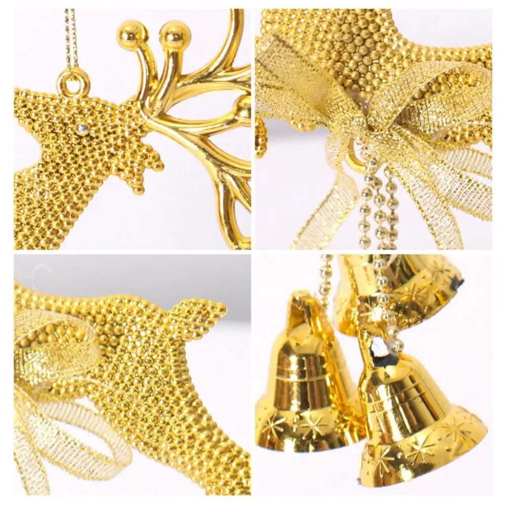Christmas Tree Hanging Ornaments Christmas Deer Gold Pendants New Year Party Home Xmas Tree Decorations Kids Toys