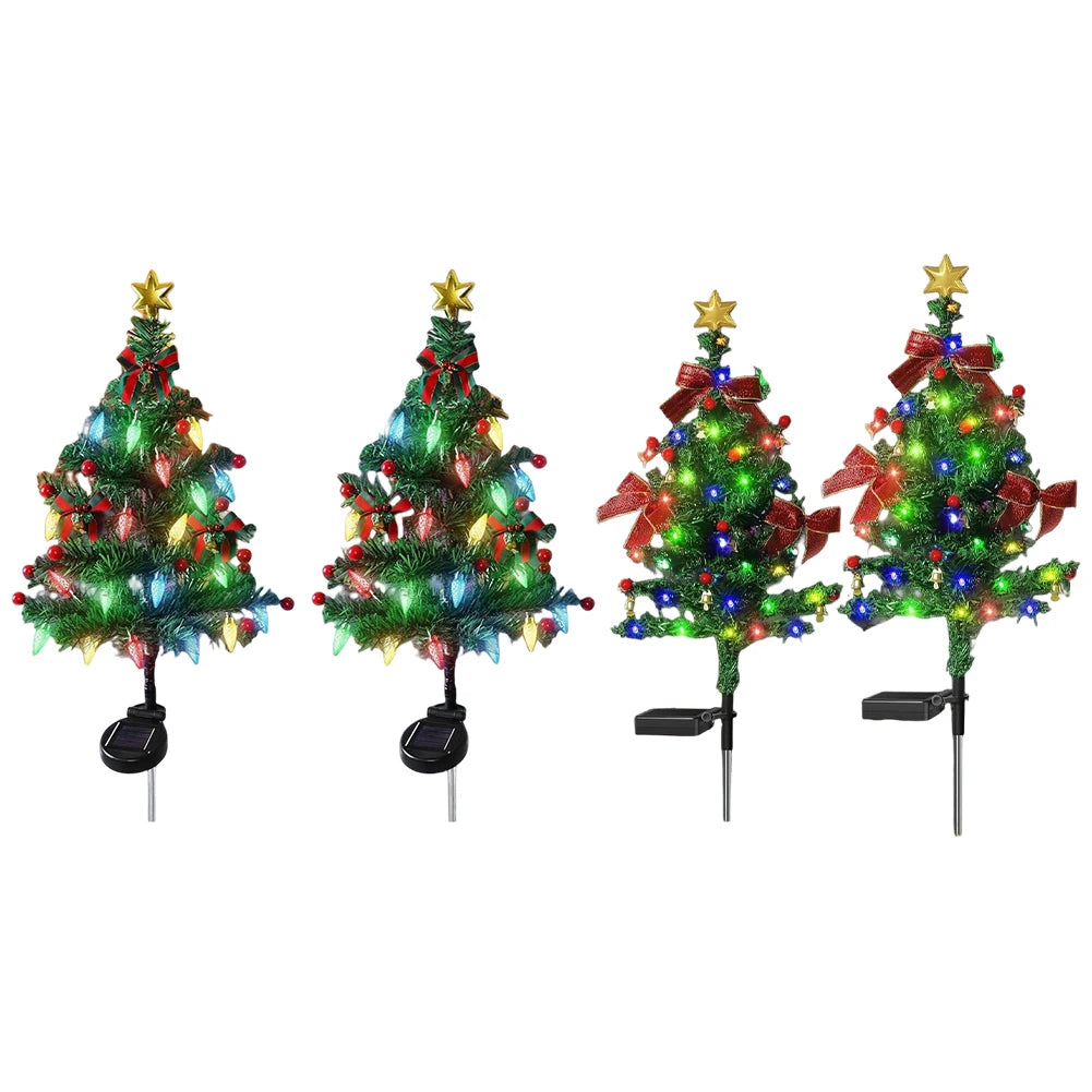 Solar  Outdoor Christmas Trees Christmas Decorations LED Red Fruit And Bow Garden Lawn Landscape Festive Christmas Decor