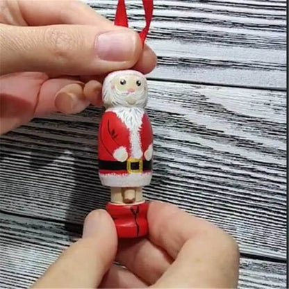Christmas Wood Novel Party Decors Funny Santa Ornament Christmas Tree Decoration Holiday Hanging