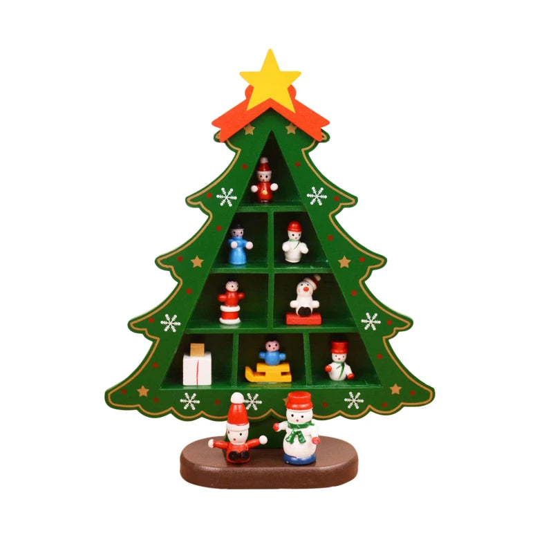 Christmas Decorations DIY Wooden Xmas Tree Table Desktop Ornaments Wood 3D Christmas Tree Craft For Navidad New Year Kids Gifts