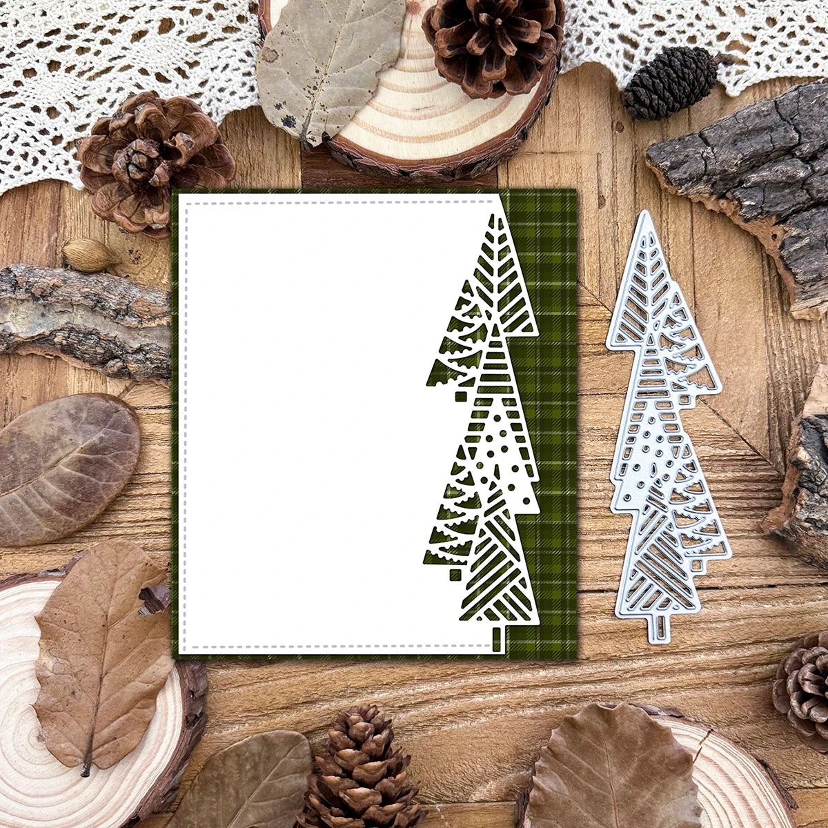 Original Christmas Trees Half Cut Borders Metal Cutting Dies Scrapbooking Decorative Embossing DIY Paper Cards