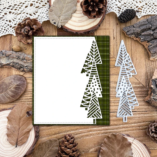 Original Christmas Trees Half Cut Borders Metal Cutting Dies Scrapbooking Decorative Embossing DIY Paper Cards