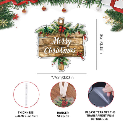 Navidad 2026 New Year Gifts - Christmas Theme Acrylic Hanging Ornaments Art Pendant for Car Home Party Wall Decoration 1PCS