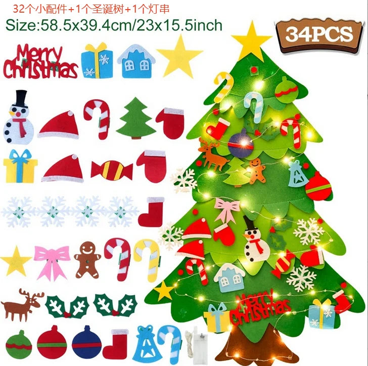 Kids DIY Felt Christmas Tree Merry Christmas Decorations For Home 2025 Christmas Ornaments Navidad 2026 New Year Gifts Xmas Tree