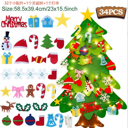 Kids DIY Felt Christmas Tree Merry Christmas Decorations For Home 2025 Christmas Ornaments Navidad 2026 New Year Gifts Xmas Tree