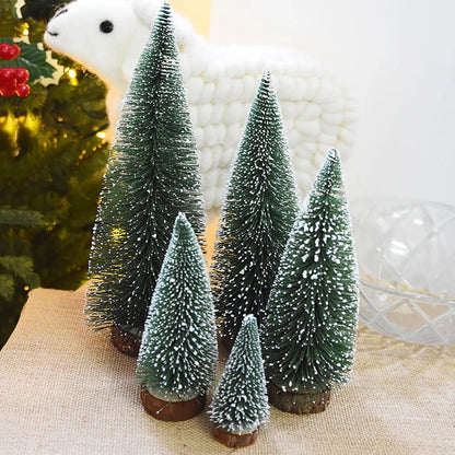 Christmas Decoration Artificial Mini Tree Ornaments Miniature Cedar Snow Pines for Home Table Decor 2024 Navidad Landscape Gifts