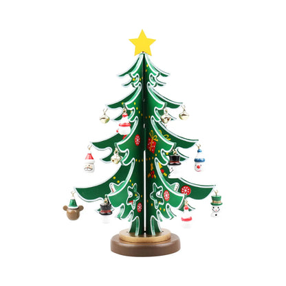Christmas Wooden 3D Tree Ornament Festive Holiday Decor Tabletop Decoration Accessory Indoor Christmas Party Favor