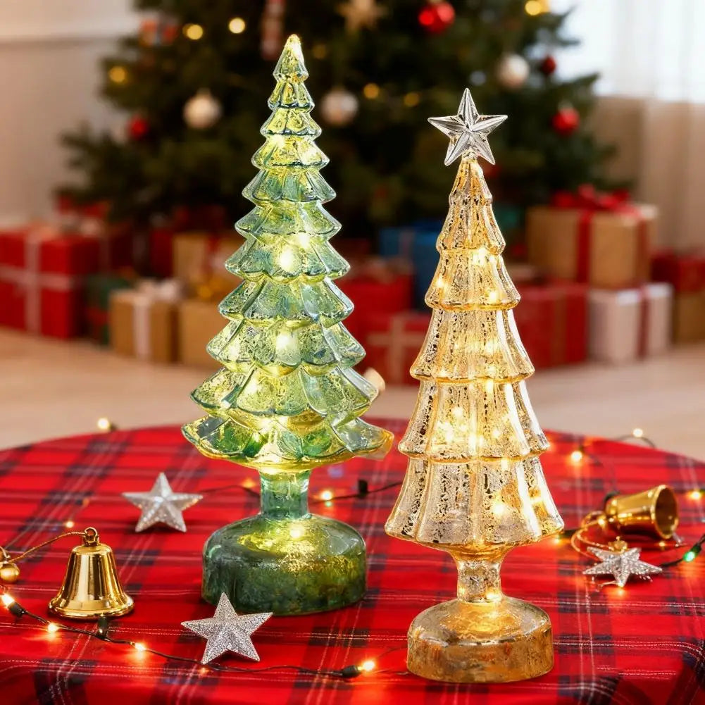 Christmas Tree with Lights Lighted Glass Christmas Tree Battery Operated Christmas Tree Night Lights Tabletop Decor ﻿ Mini Glass