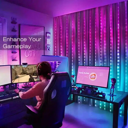 Christmas Lights Bluetooth Music App USB DC5V WS2812B Smart Led String Control RGBIC Curtain LED Addressable Party Decoration