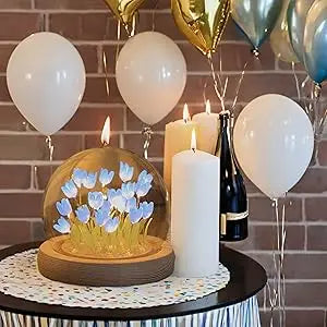 Birthday Gifts Mom Assembled Tulip Light Handmade Artificial Flower Table Lamp Bedroom Desk Decoration for Daughter Girlfriend