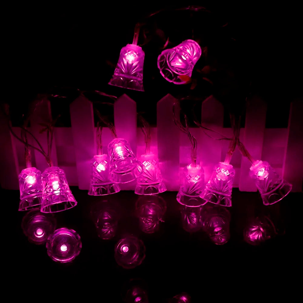Led Christmas Lights Mini Bells Garland 1.5m 3m 6m Fairy String Lights Battery Operated Christmas Party Tree Decoration For Home