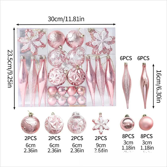 Christmas Ornament Set Assorted Shapes Snowflake & Ball Decorations Festive Tree Ornaments for Holiday Party