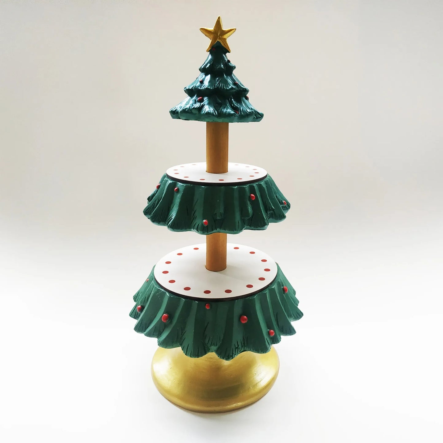 Christmas Tree and Waiter Tray Sculpture Resin Handicrafts Ornaments, Home Desktop Decoration, Full of Festive Atmosphere
