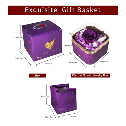 Christmas & Valentine's Day Gift - Real Natural Preserved Eternal Rose Flower Acrylic Box Ideal Gifts for Women & Girls