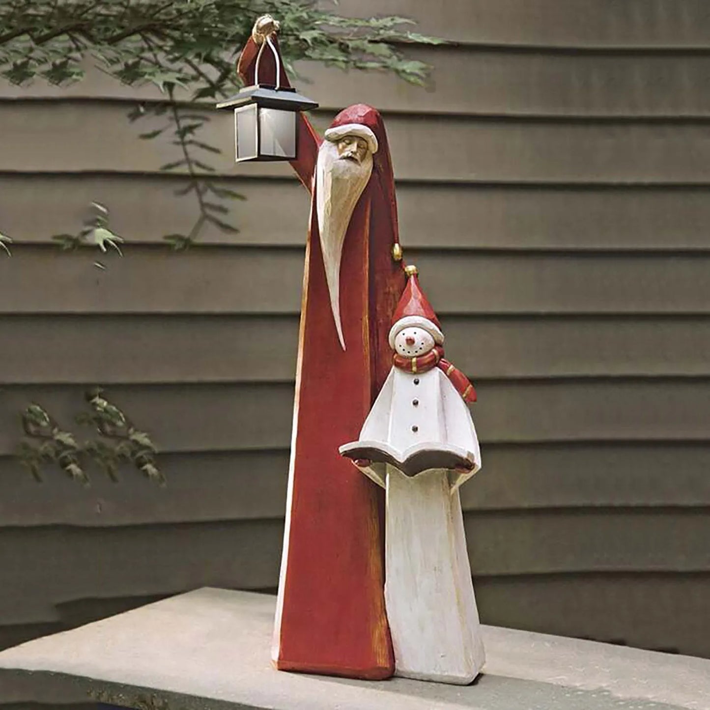 Christmas Ornament Lamp Santa And Snowman Sculpture Garden Decor, Christmas Table Ornament, Christmas Desktop Decoration