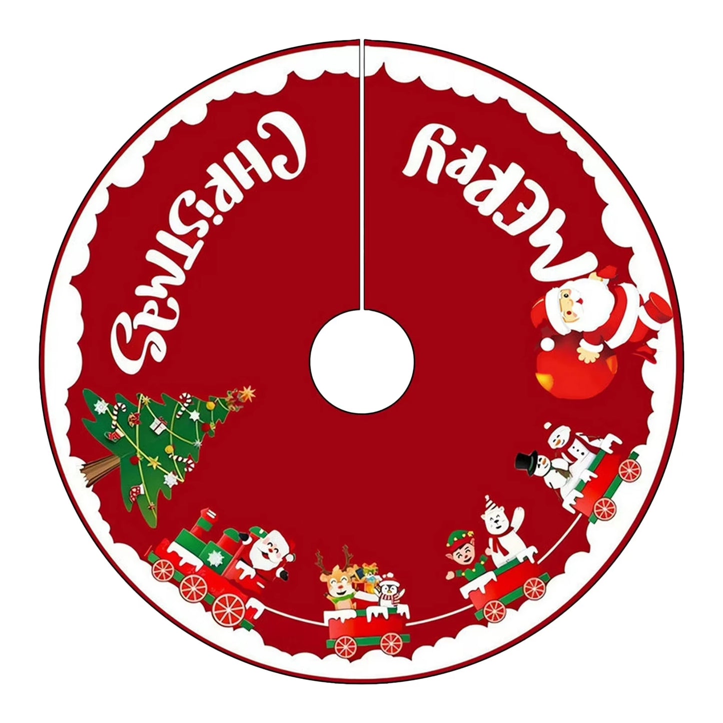 Red Plush Christmas Tree Skirt