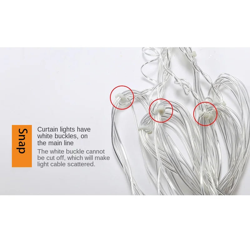 Christmas Snowflakes LED String Lights Flashing Fairy Curtain Lights  for Holiday Party Wedding Xmas Decoration Household Goods