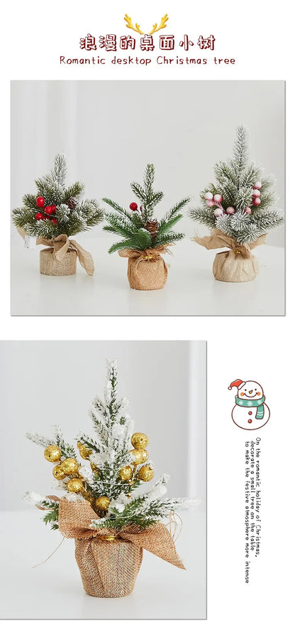 Christmas Tree Mini Desktop Decoration Plush Falling Snow PE Tree Holiday Scene Decoration 20cm Christmas Trees Home Decor