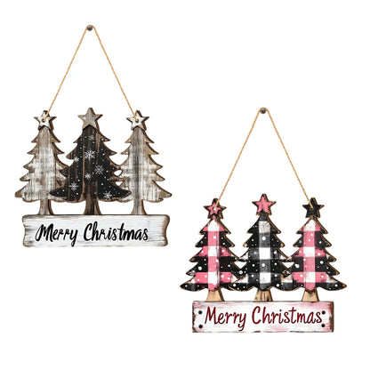 2D Christmas Three Trees Wooden Christmas Decoration Festival Atmosphere Decoration Hanging Pendant Holiday Gifts