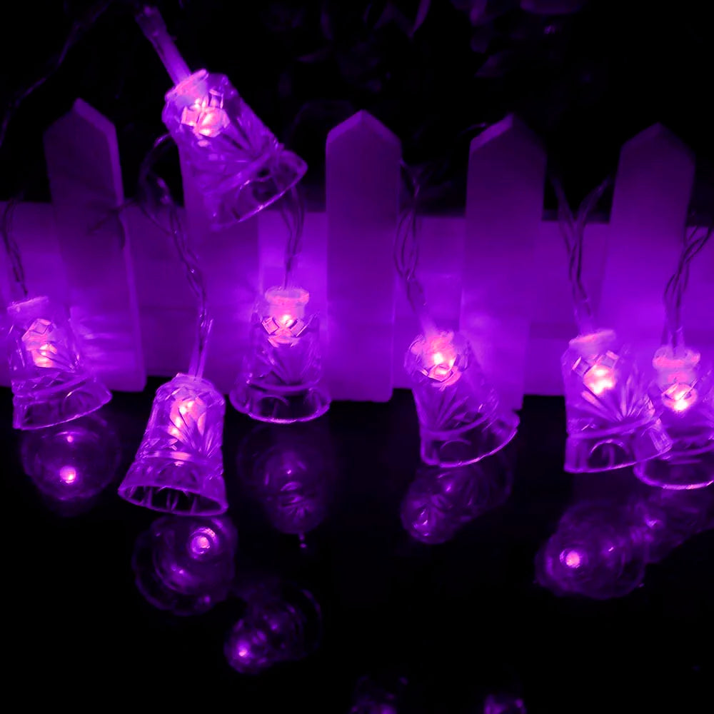 Led Christmas Lights Mini Bells Garland 1.5m 3m 6m Fairy String Lights Battery Operated Christmas Party Tree Decoration For Home