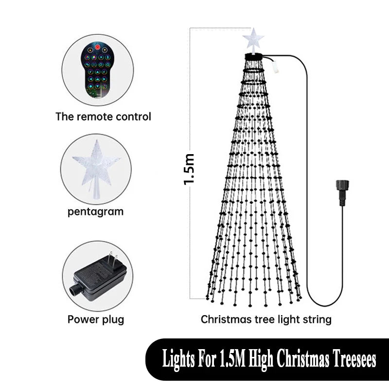Christmas Tree Lights Smart RGB LED String Lights With  Star Topper Music Sync Timer Bluetooth App Controlled Holiday Lighting