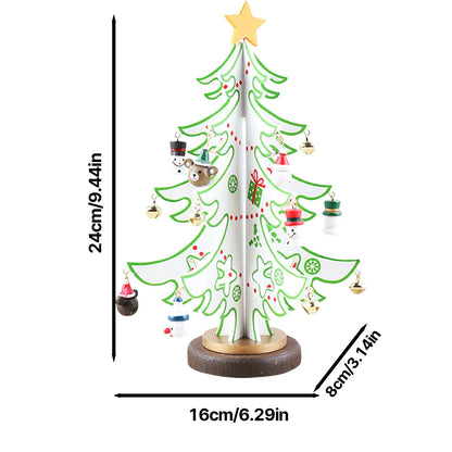 Christmas Wooden 3D Tree Ornament Festive Holiday Decor Tabletop Decoration Accessory Indoor Christmas Party Favor