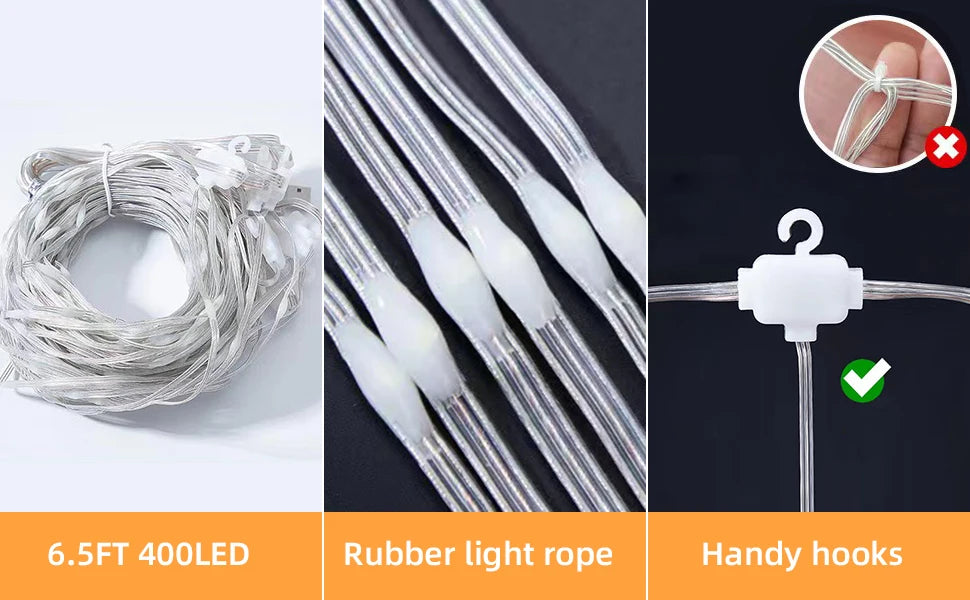 Christmas LED Curtain Lights Smart APP Controlled DIY Text Pattern Animation Display Music Change Light Garland Festival Decor