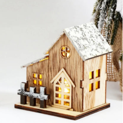 Christmas LED Light Wooden House Luminous Cabin Merry Christmas Decorations for Home DIY Xmas Tree Ornaments Kids Gifts New Year