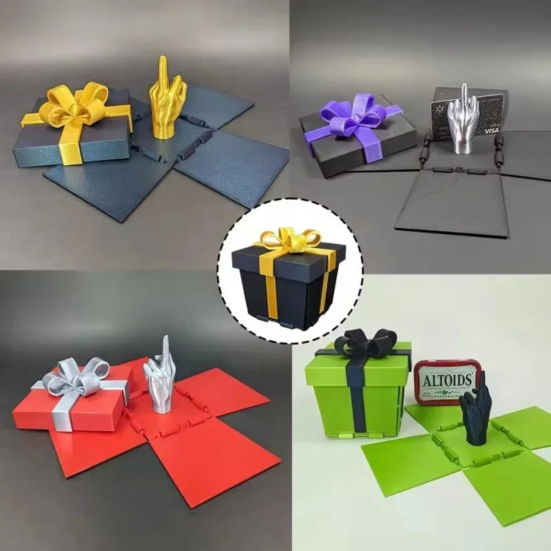 Middle Finger Surprise Gift Box Creative Spoof Hand Gesture Home Office Decor Funny Prank Toy New Year April Fools ' Day Gift