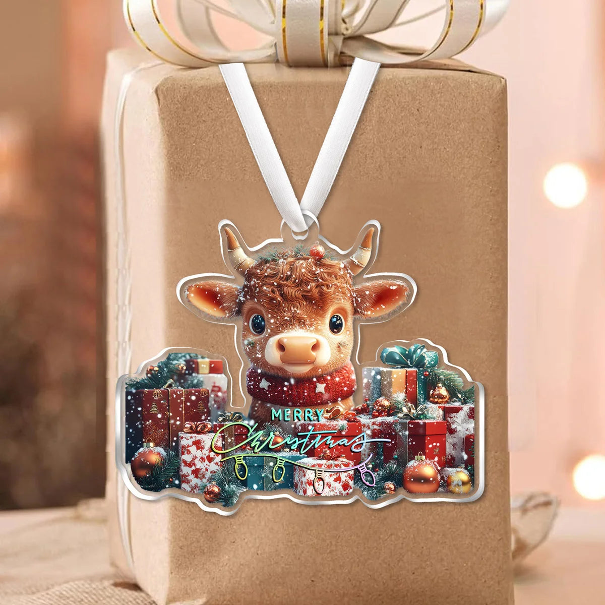 Navidad 2026 New Year Gifts - Christmas Theme Acrylic Hanging Ornaments Art Pendant for Car Home Party Wall Decoration 1PCS