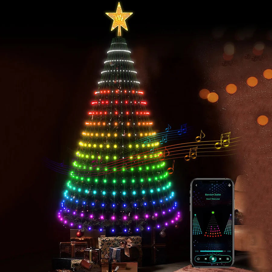 Christmas Ornamental Tree Lights Smart APP Music Sync Waterproof Indoor Outdoor String Christmas Decoration Atmosphere Lighting