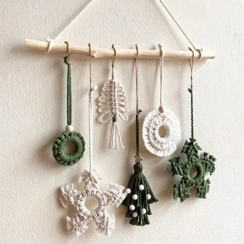 Macrame Christmas Ornaments Wall Hanging Christmas Ornaments Set Bohemian Decor Handmade Christmas Gift