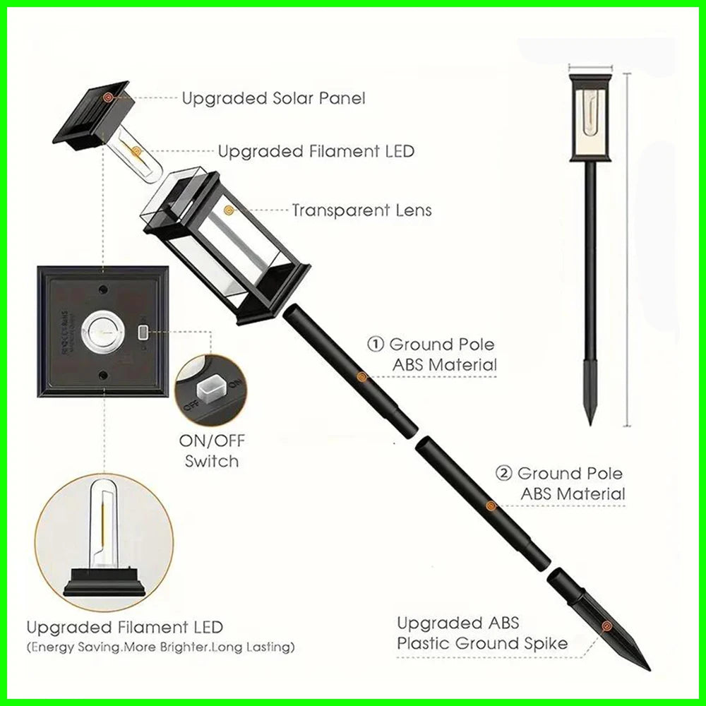 Outdoor Solar Path Lights Waterproof Garden Lighting for Patio Lawn Walkways Driveways Warm Landscape Lights