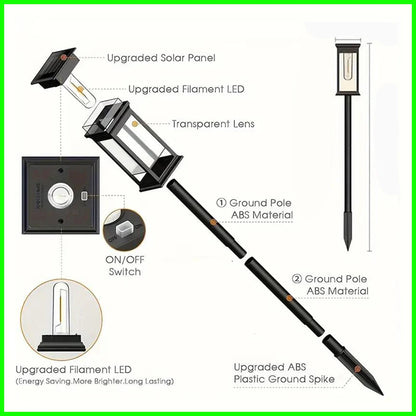 Outdoor Solar Path Lights Waterproof Garden Lighting for Patio Lawn Walkways Driveways Warm Landscape Lights