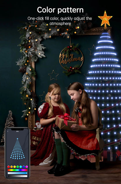 Christmas Tree Lights Smart RGB LED String Lights With  Star Topper Music Sync Timer Bluetooth App Controlled Holiday Lighting