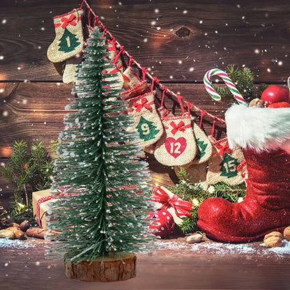 Mini Christmas Tree Decor with Snow Covered Pine DIY Ornaments Winter Snow Ornaments Trees for Xmas Party Home Party bar